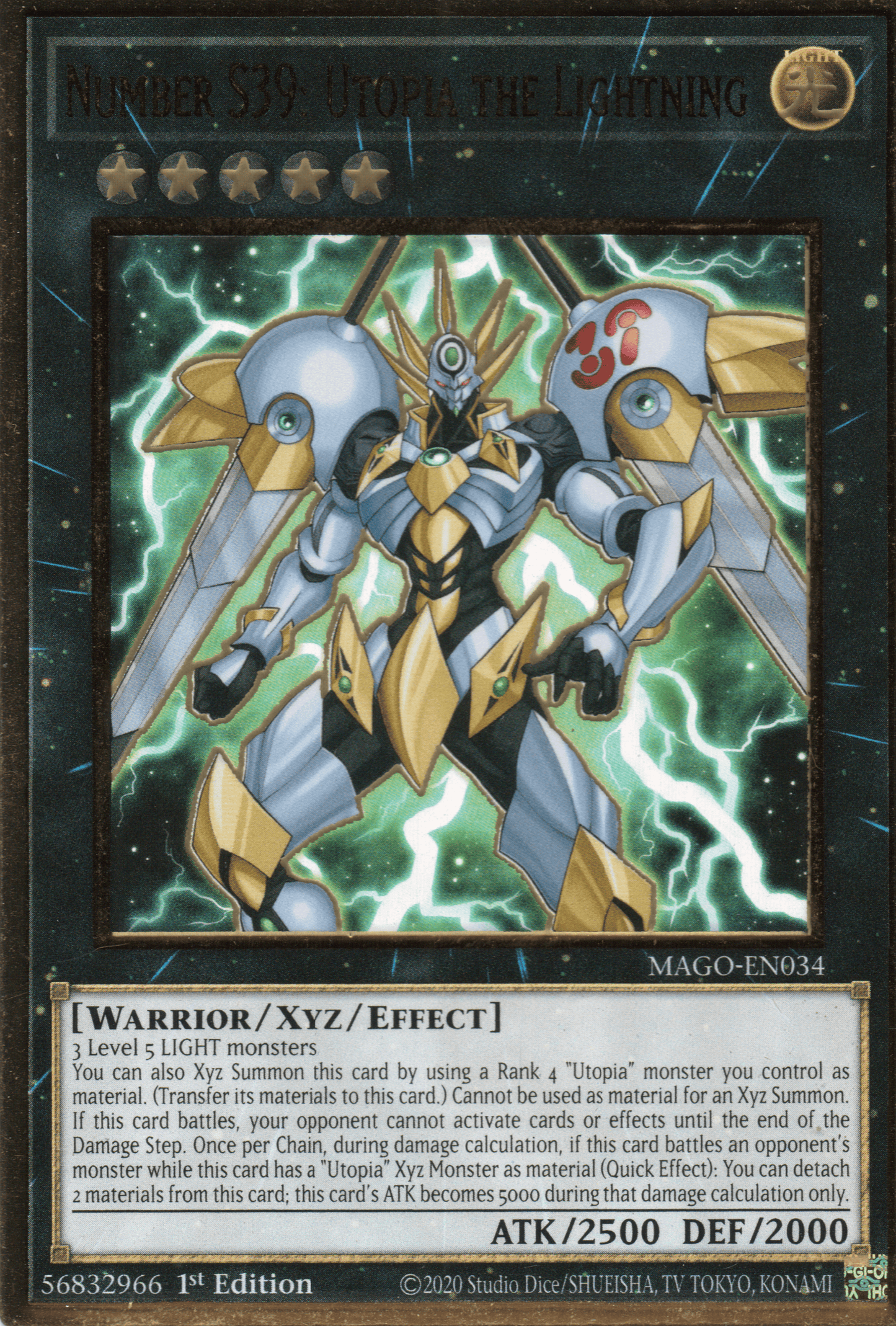 NUMBER S39: UTOPIA THE LIGHTNING - MAGO-EN034 - PREMIUM GOLD RARE - 1ST EDITION