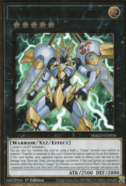 NUMBER S39: UTOPIA THE LIGHTNING - MAGO-EN034 - PREMIUM GOLD RARE - 1ST EDITION