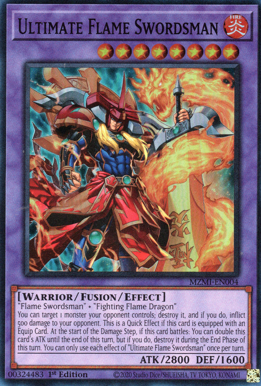 ULTIMATE FLAME SWORDSMAN - MZMI-EN004 - SUPER RARE - 1ST EDITION