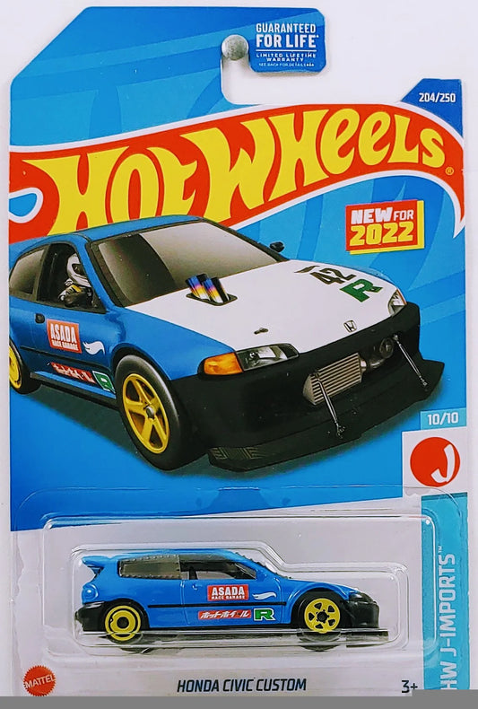 HOT WHEELS 2022 - 204/250 - HW J-IMPORTS 10/10 - NEW MODELS - HONDA CIVIC CUSTOM - BLUE