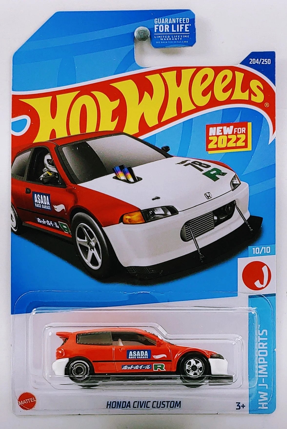 HOT WHEELS 2022 - 204/250 - HW J-IMPORTS 10/10 - HONDA CIVIC CUSTOM - RED