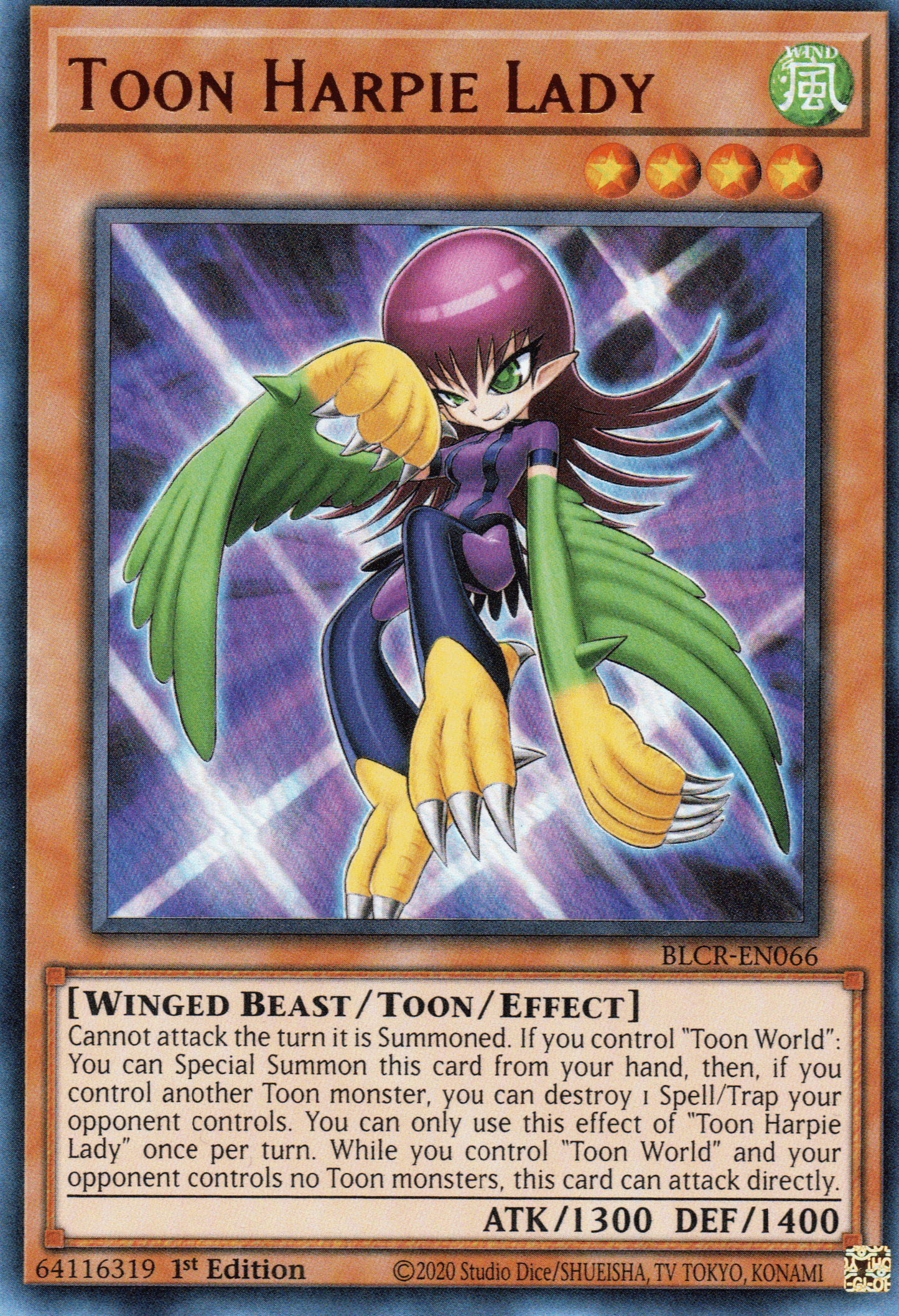 TOON HARPIE LADY - BLCR-EN066 - ULTRA RARE 1ST EDITION