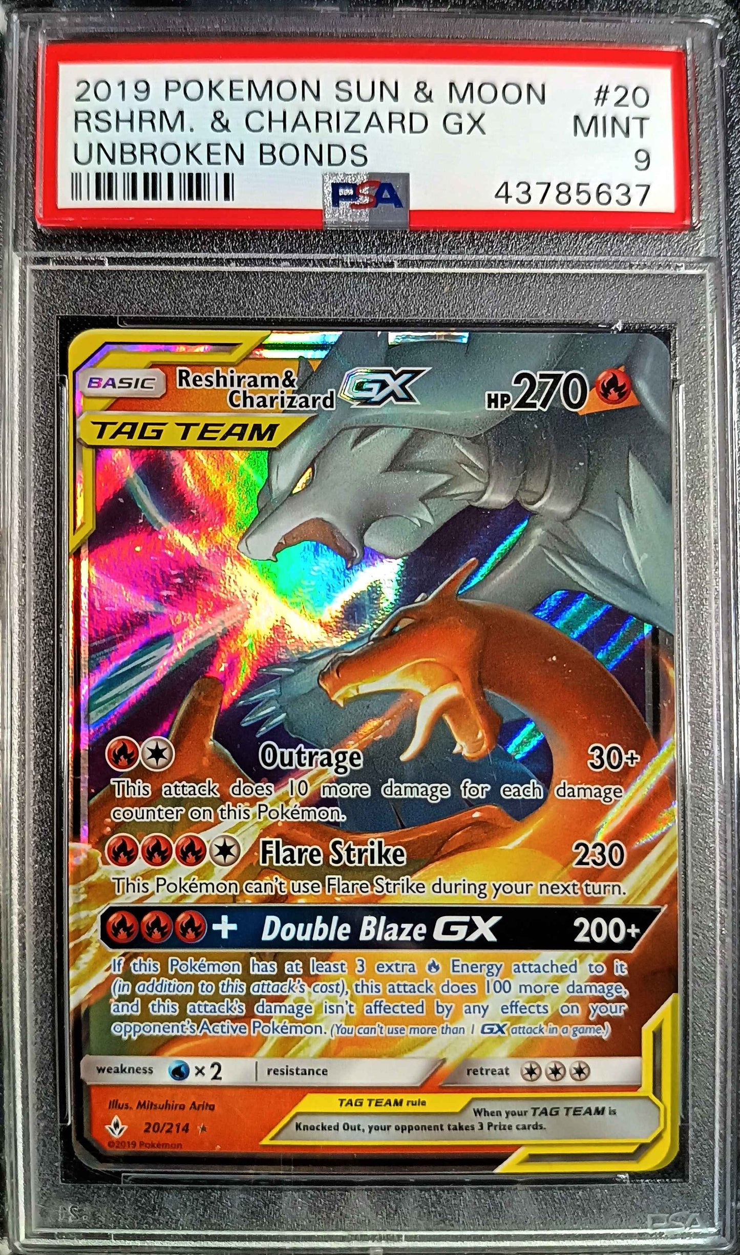 RESHIRAM & CHARIZARD GX - 20/214 - PSA 9 MINT