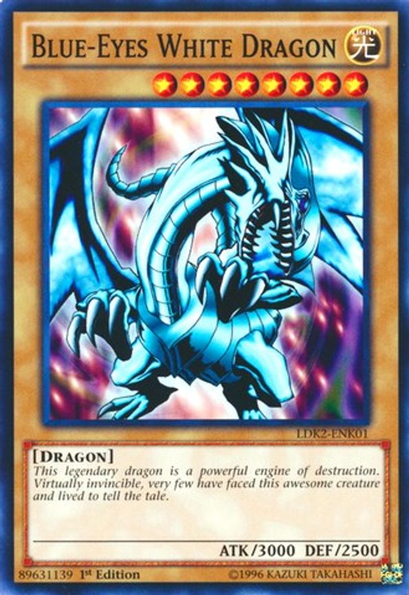 BLUE-EYES WHITE DRAGON (RED SPARKS BACKGROUND) - LDK2-ENK01 - COMMON 1ST EDITION