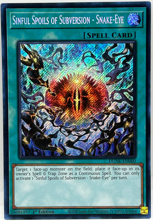 SINFUL SPOILS OF SUBVERSION - SNAKE-EYE - DUNE-EN060 - SECRET RARE - 1ST EDITION