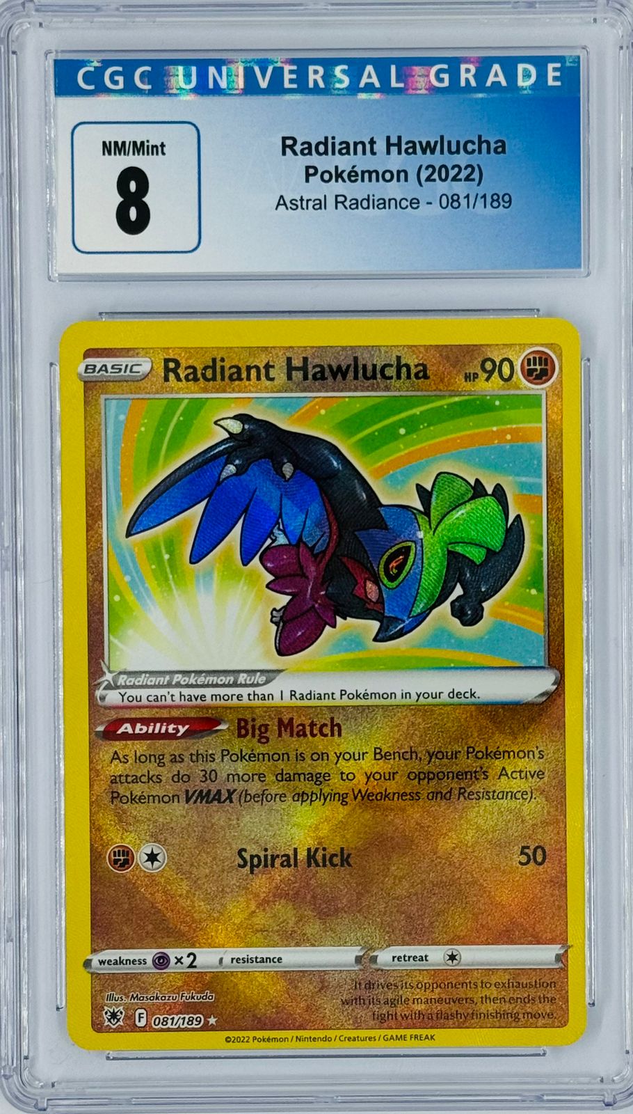 RADIANT HAWLUCHA - 081/189 - RADIANT RARE - CGC NM/MINT 8