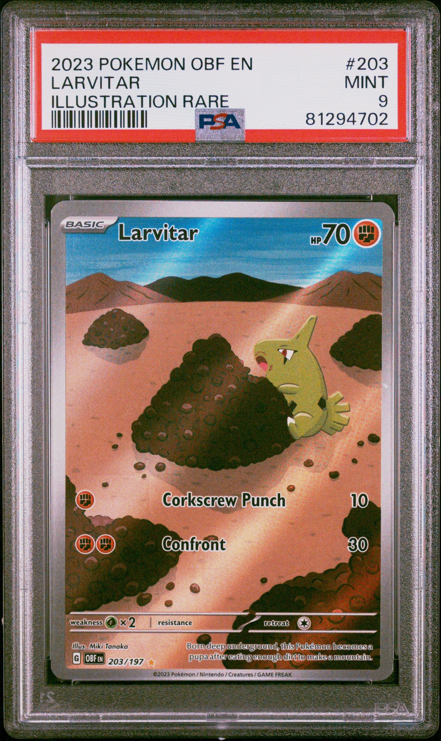 LARVITAR - 203/197 - ILLUSTRATION RARE - PSA MINT 9